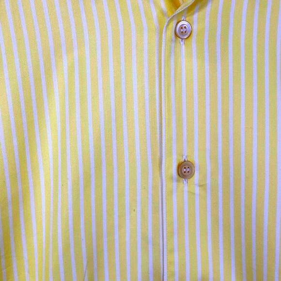 ERMENGILDO ZEGNA Mens Button Down Shirt Butter Yellow Sz L 100% Cotton Summer - Picture 4 of 10
